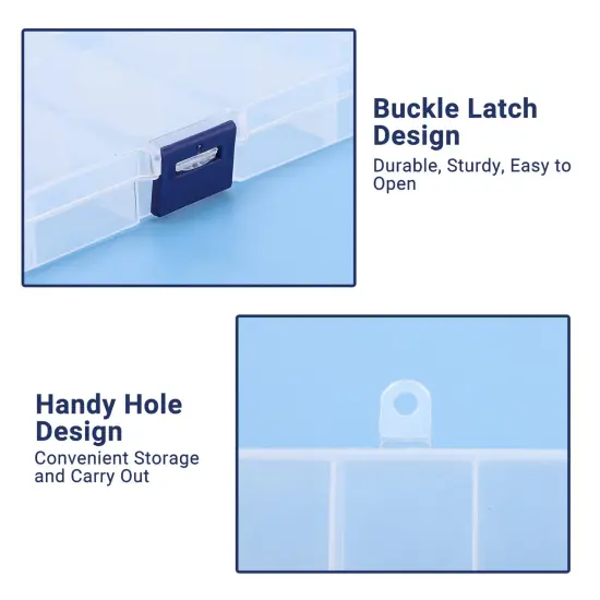 3 Pieces Fake Nail Storage Box, 15-Grid Rhinestone Organizer Case with Divider, Clear Plastic Empty Container for Art Craft Sewing Screw Rock Collection Fishing Tackle, Bead Jewelry Display Holder {6}