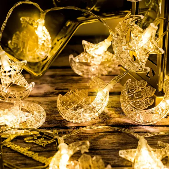 2 Modes Eid Mubarak String Light Decor Battery Powered, Warm White Islamic Decor for Bedroom Wall Window Home Indoor Outdoor Party (6.5 ft 20 LEDs) {5}