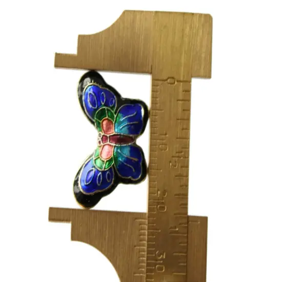 2 23mm Black and Blue Cloisonne Butterfly Beads {6}