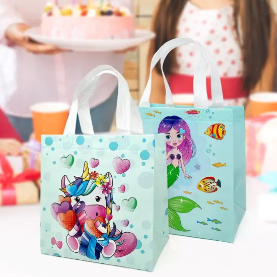 Wrapables Non-Woven Reusable Gift Bags with Handles for Parties, Birthdays, Favors and Treats (Set of 8) Assorted {3}