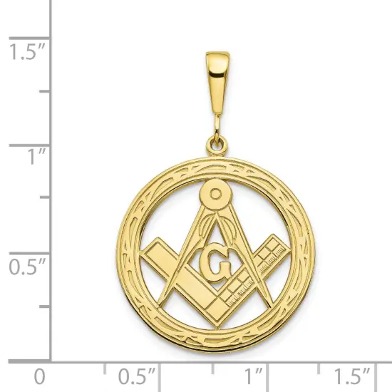 10K Yellow Gold Masonic Free Mason Symbol Charm Jewelry 35mm x 23mm {3}