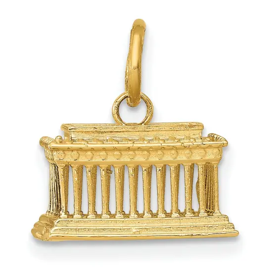 14K Yellow Gold Lincoln Memorial Charm Washington DC Jewerly 13.5mm x 12mm {1}