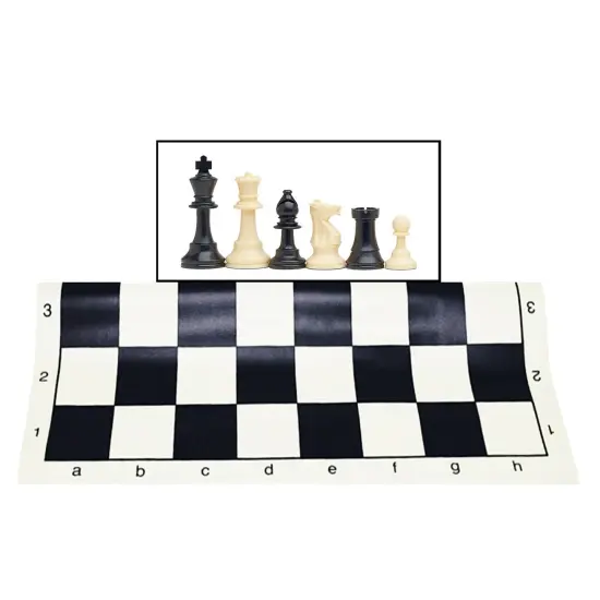 Complete Tournament Chess Set &ndash; Plastic Chess Pieces with Roll-up Chess Board and Travel Canvas Bag {2}