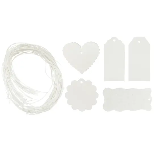 Wrapables 100 Gift Tags/Kraft Hang Tags with Free Cut String for Gifts Crafts and Price Tags, White {1}