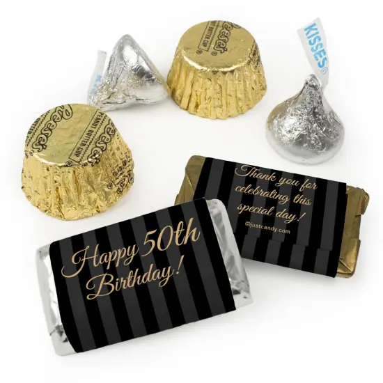 105 pcs 50th Birthday Candy Party Favors Hershey's Chocolate Mix (1.75 lb) - by Just Candy {1}