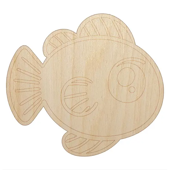 Kawaii Fish Unfinished Wood Shape Piece Cutout for DIY Craft Projects {2}