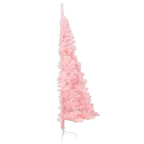 5 ft Pink Half Christmas Tree with PVC Stand {2}
