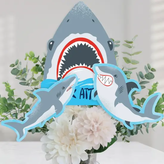 Big Dot of Happiness Shark Zone - Jawsome Party or Birthday Party Centerpiece Sticks - Table Toppers - Set of 15 {1}