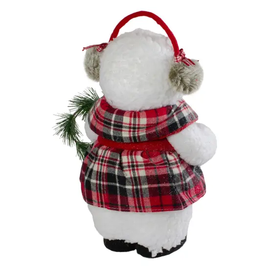 Northlight Plush Girl Snowman with Ear Muffs and Wreath Christmas Figure - 12" White {5}