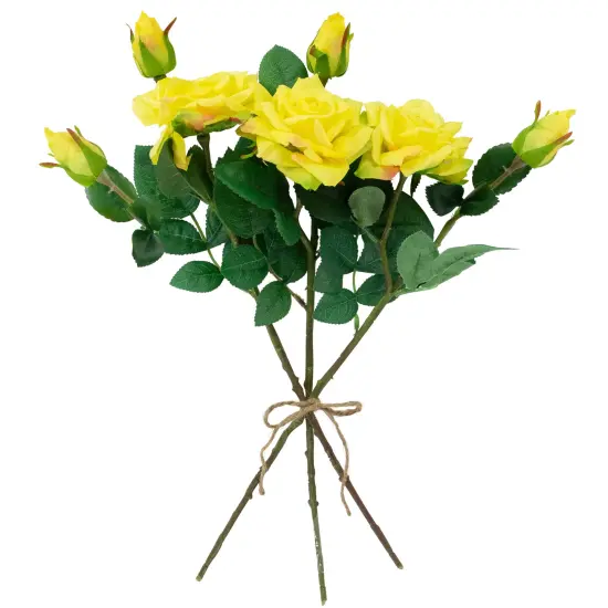 Northlight Real Touch&trade; Yellow Artificial Rose Stems, Set of 6 - 19" {5}