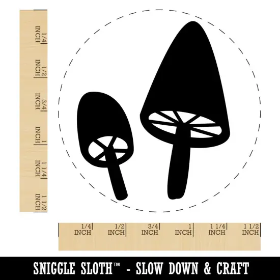 Charming Toadstool Mushroom Pair Self-Inking Rubber Stamp for Stamping Crafting Planners Black {1}