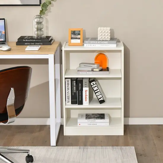 Modern White 3-Tier Bookcase with Storage Adjustable Shelves Cabinet for Living Room or Bedroom {2}