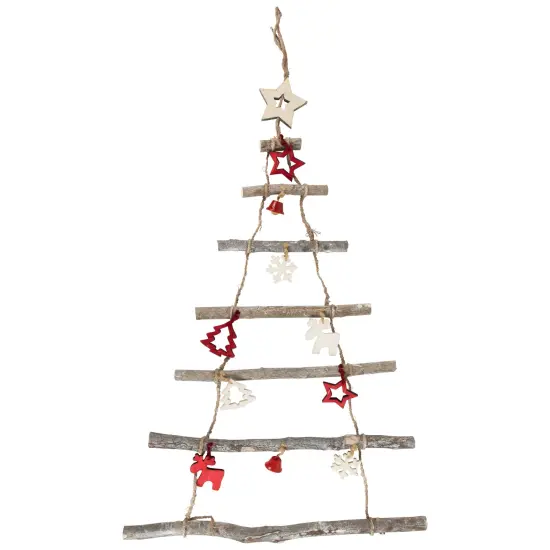 Northlight 27" Wood Twig Tree Wall Hanging with Ornaments Brown {1}