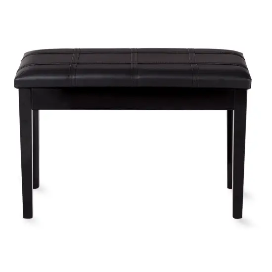 Solid Wood PU Leather Piano Double Duet Keyboard Bench Black {6}