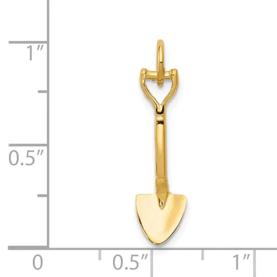 14K Yellow Gold 3D Spade Charm Shovel Garden Jewelry 20mm x 4mm {2}