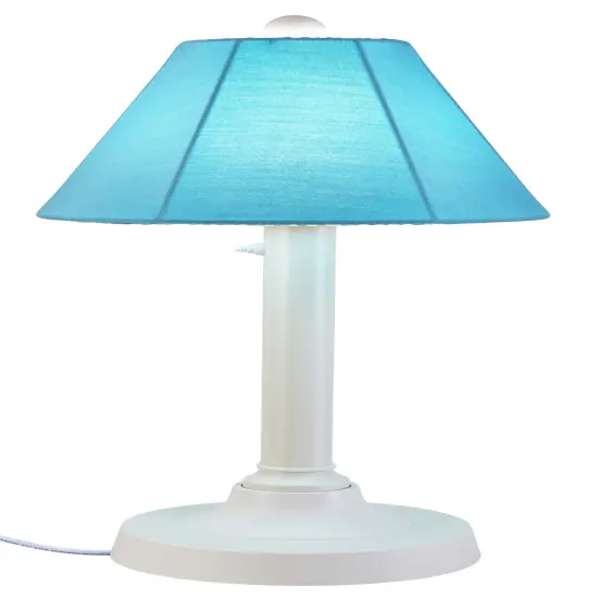 San Juan 30" Table Lamp 38121 with 2" white body and canvas Aruba Sunbrella shade fabric {1}