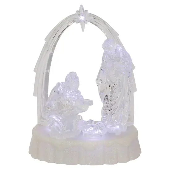 Northlight LED Lighted Musical Icy Crystal Nativity Scene Christmas Decoration - 7" White {1}