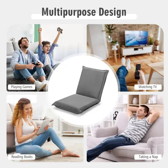 Adjustable 6 position Folding Lazy Man Sofa Chair Floor Chair Grey {3}