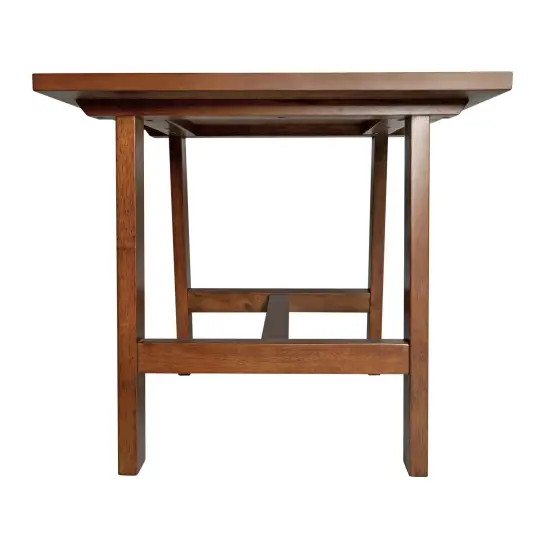 Merrick Lane Mabel Farmhouse Trestle End Table, Solid Wood Rustic Accent Table Walnut {4}