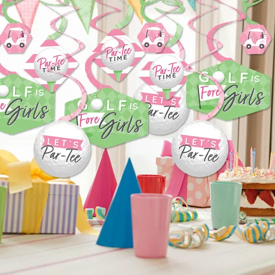 Big Dot of Happiness Golf Girl - Pink Birthday Party or Baby Shower Hanging Decor - Party Decoration Swirls - Set of 40 {3}
