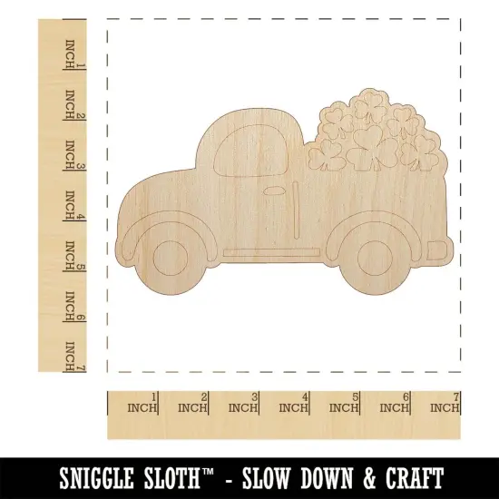 Cute Truck with Shamrocks Luck St. Patrick's Day Unfinished Wood Shape Piece Cutout for DIY Craft Projects {1}