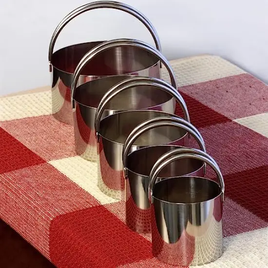 5 Pieces Circle Biscuit Cutter,Professional Stainless Steel Round Cookies Mold Tool with Ring Handle for Baking Pastry Doughnut {5}