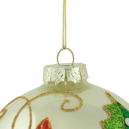Northlight Sequin 2-D Poinsettia Christmas Glass Ball Ornament - 4" - Gold and Red {5}