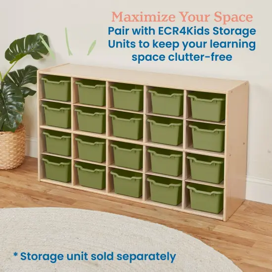 Scoop Front Storage Bins, Multipurpose Organization, 20-Pack Fern Green {5}