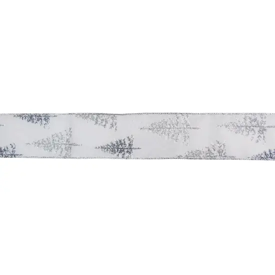 Northlight White and Shimmering Silver Christmas Tree Wired Craft Ribbon 2.5" x 16 Yards {1}