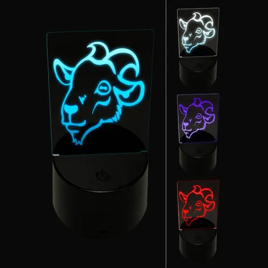 Goat Head 3D Illusion LED Night Light Sign Nightstand Desk Lamp {1}