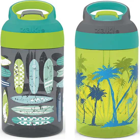 16Oz Riverside Beach Life Kids Water Bottle with Straw and Built in Carrying Loop Made of Durable Plastic, Leak-Proof Design for Travel, 2PK Set Bluey {2}