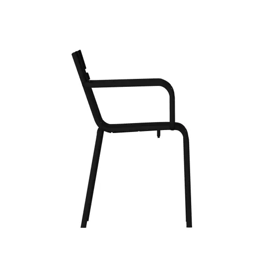 Emma and Oliver Rennes Powder Coated Steel Stacking Dining Chair with Arms and 2 Slat Back for Indoor-Outdoor Use {5}