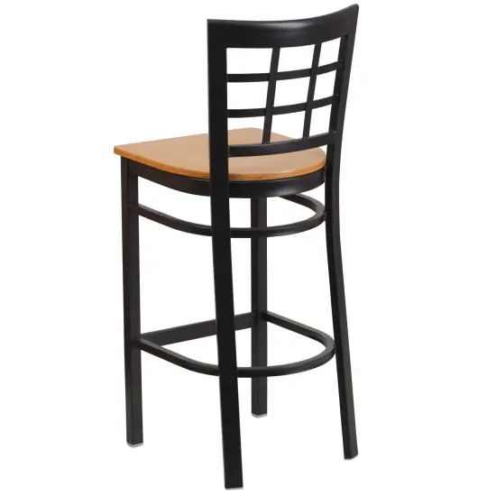 Emma and Oliver Window Back Metal Restaurant Dining Barstool Natural/BlackMetal {3}