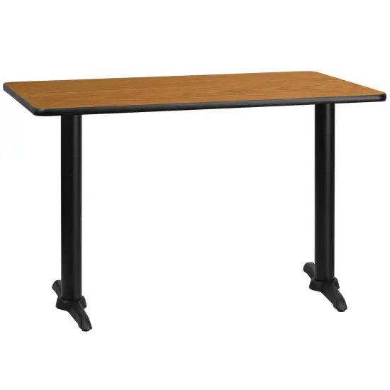 Emma and Oliver 30"x48" Rectangular Laminate Table with 5"x22" Table Height Bases Natural {1}