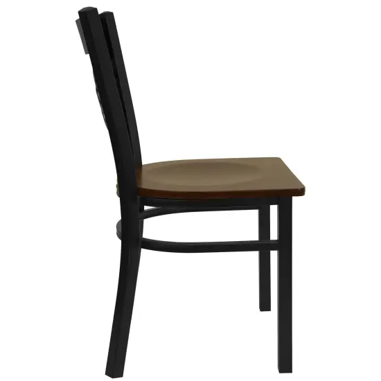 Emma and Oliver 2 Pack "X" Back Metal Restaurant Chair BlackVYL/BlackMetal {9}