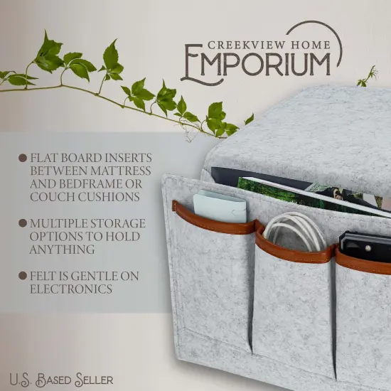 Creekview Home Emporium Felt Bedside Caddy - Gray Dorm Bedside Storage Caddy {4}
