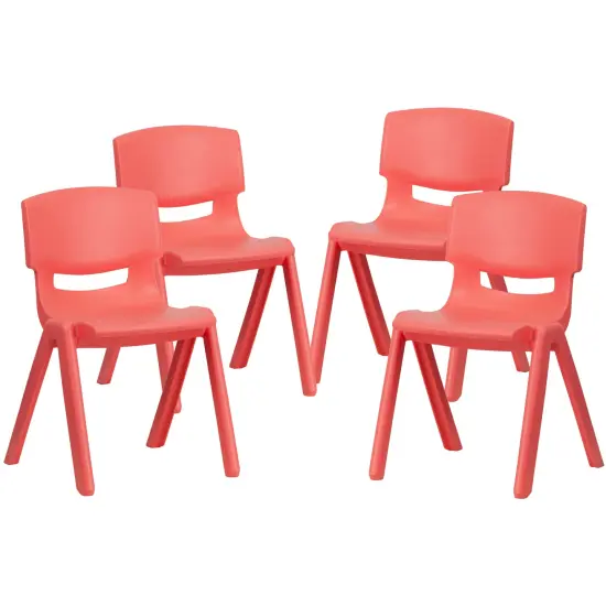 Emma and Oliver 4 Pack Plastic Stackable K-2 School Chair with 13.25"H Seat Natural {8}