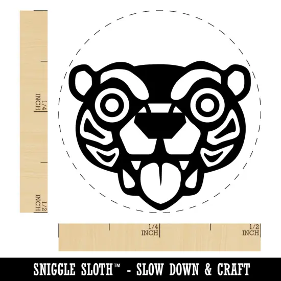 Wild Tribal Bear Face Self-Inking Rubber Stamp for Stamping Crafting Planners Orange {1}