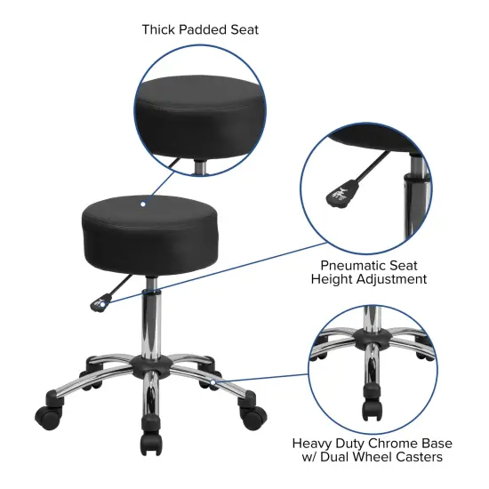 Emma and Oliver Medical Ergonomic Stool with Chrome Base Black {2}