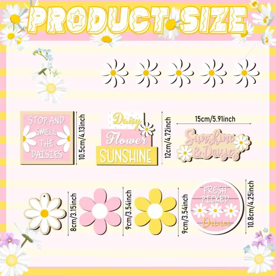 12 Pieces Valentine's Day Tiered Tray Decor Set Valentines Heart Wood Sign Gnome Truck Rustic Farmhouse Tray Signs Table Decor for Romantic Valentine's Day Home Kitchen(Daisy, 12 Pcs) {5}