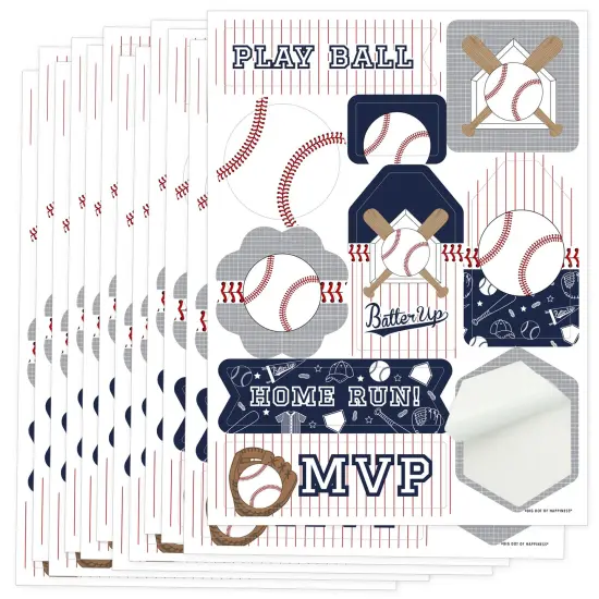 Big Dot of Happiness Batter Up - Baseball - Baby Shower or Birthday Party Favor Sticker Set - 12 Sheets - 120 Stickers {1}