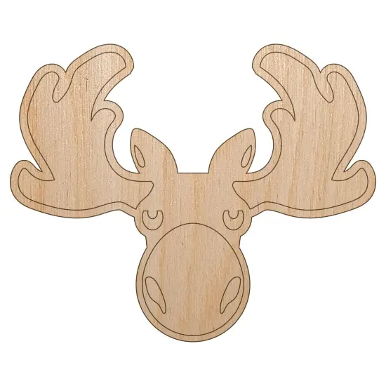 Grumpy Moose Head Unfinished Wood Shape Piece Cutout for DIY Craft Projects {2}