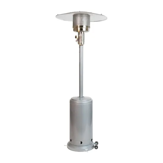 Merrick Lane Stainless Steel 7.5' Tall 40,000 BTU Outdoor Propane Patio Heater with Wheels Silver {1}