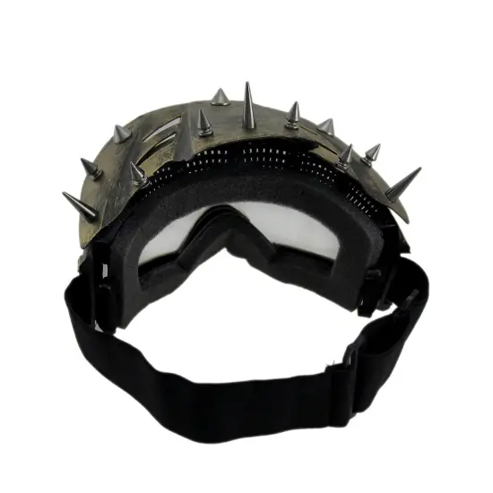 Spiked Metallic Steampunk Padded Motorcycle Goggles Adult Costume Mask {3}