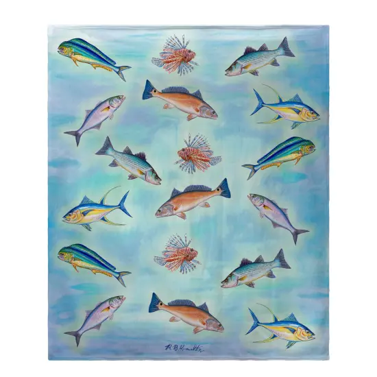 Betsy Drake Assorted Fish Throw Blanket {1}