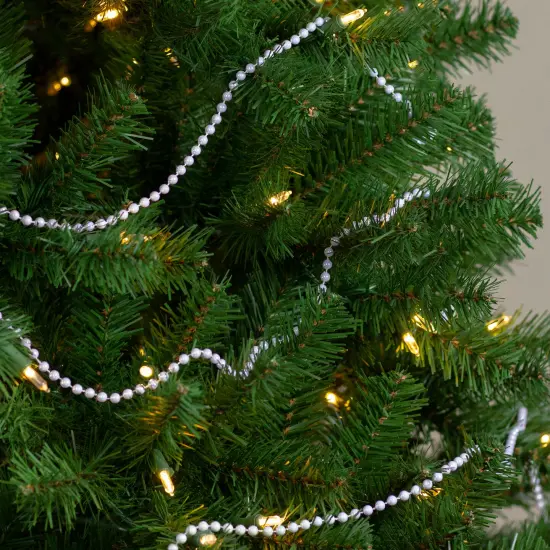 Northlight Shiny Iridescent Pearl Beaded Artificial Christmas Garland - 15' x .25" - Unlit White {4}