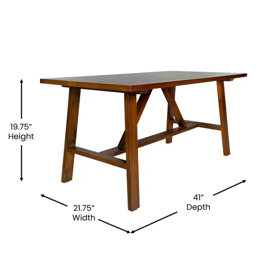Merrick Lane Mabel Farmhouse Trestle Coffee Table, Solid Wood Rustic Accent Table Walnut {5}