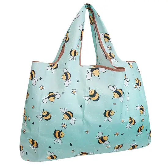 Wrapables Large Foldable Tote Nylon Reusable Grocery Bag Bumble Bees {1}