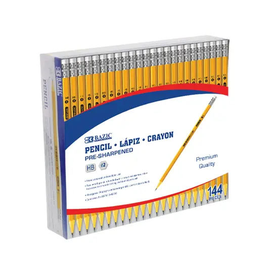 BAZIC Yellow Pencil #2 Pre-Sharpened Premium (144/Pack) {1}
