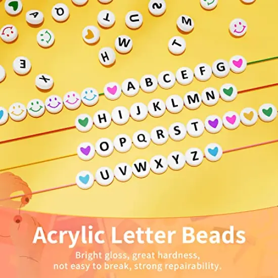 1400 Pieces Letter Beads Kit, 28 Styles Alphabet Beads Colorful Smiley Face Beads Heart Beads for Bracelets and Jewelry Making {6}